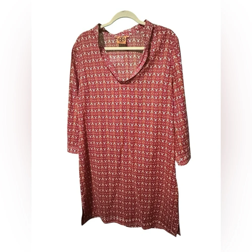 Tory Burch Red Patterned Women's Top size 12